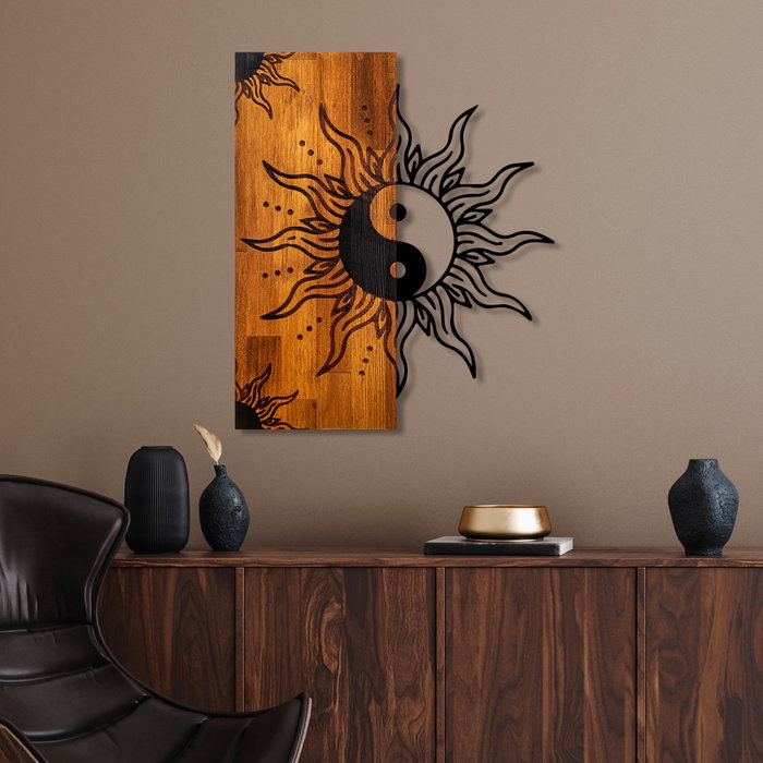 Wallity Yin Yang Escultura de Pared en Madera y Metal